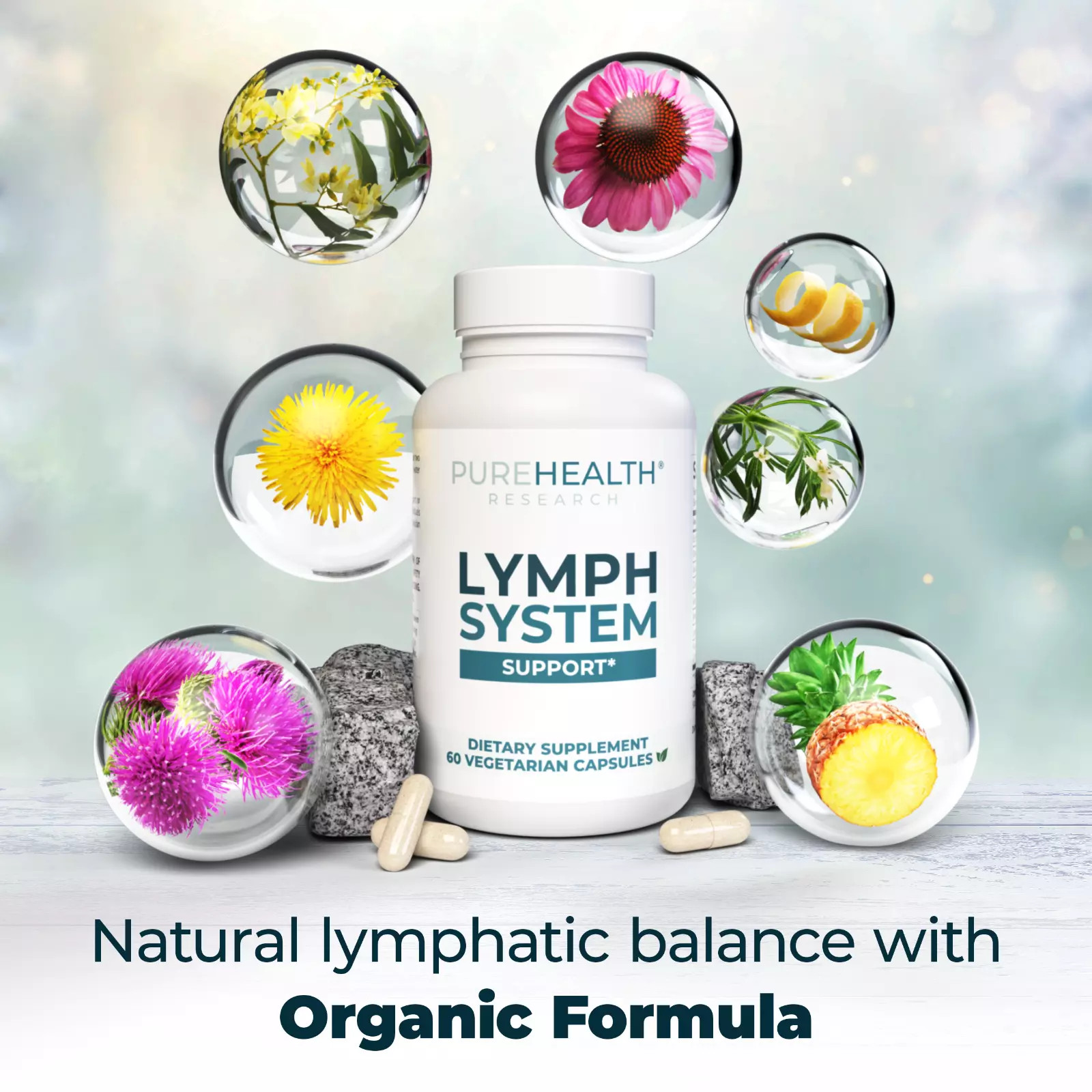Lymphatic Supplement Reduces Swelling Support Lymphatic 60 Capsule Immune System