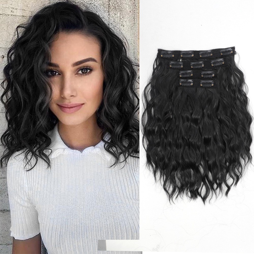 Clip in Hair Extensions for Women 12inch 4PCS Short Wavy Synthetic Extensions Cl