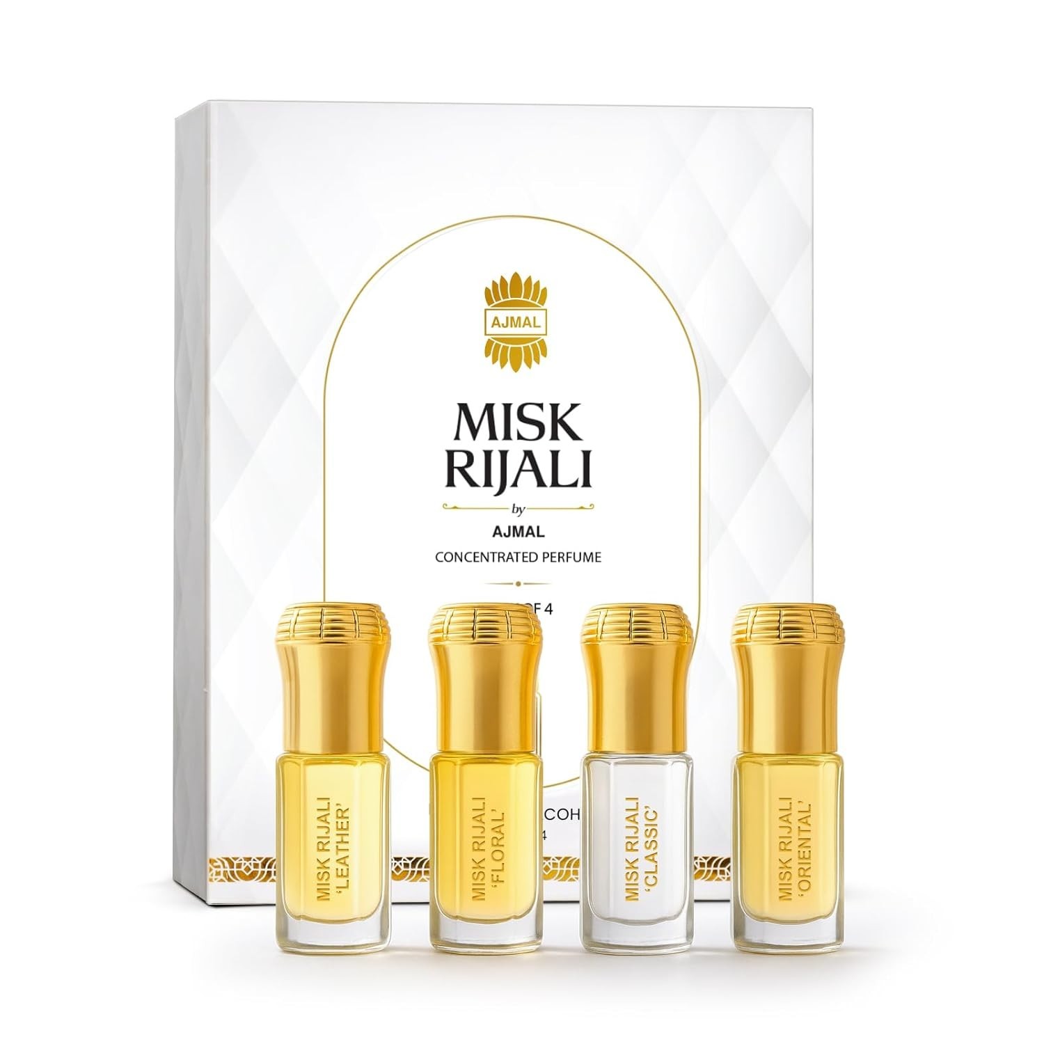 Ajmal Misk Rijali Attar Gift Set 3ml x4 Non Alcoholic Unisex Men Women