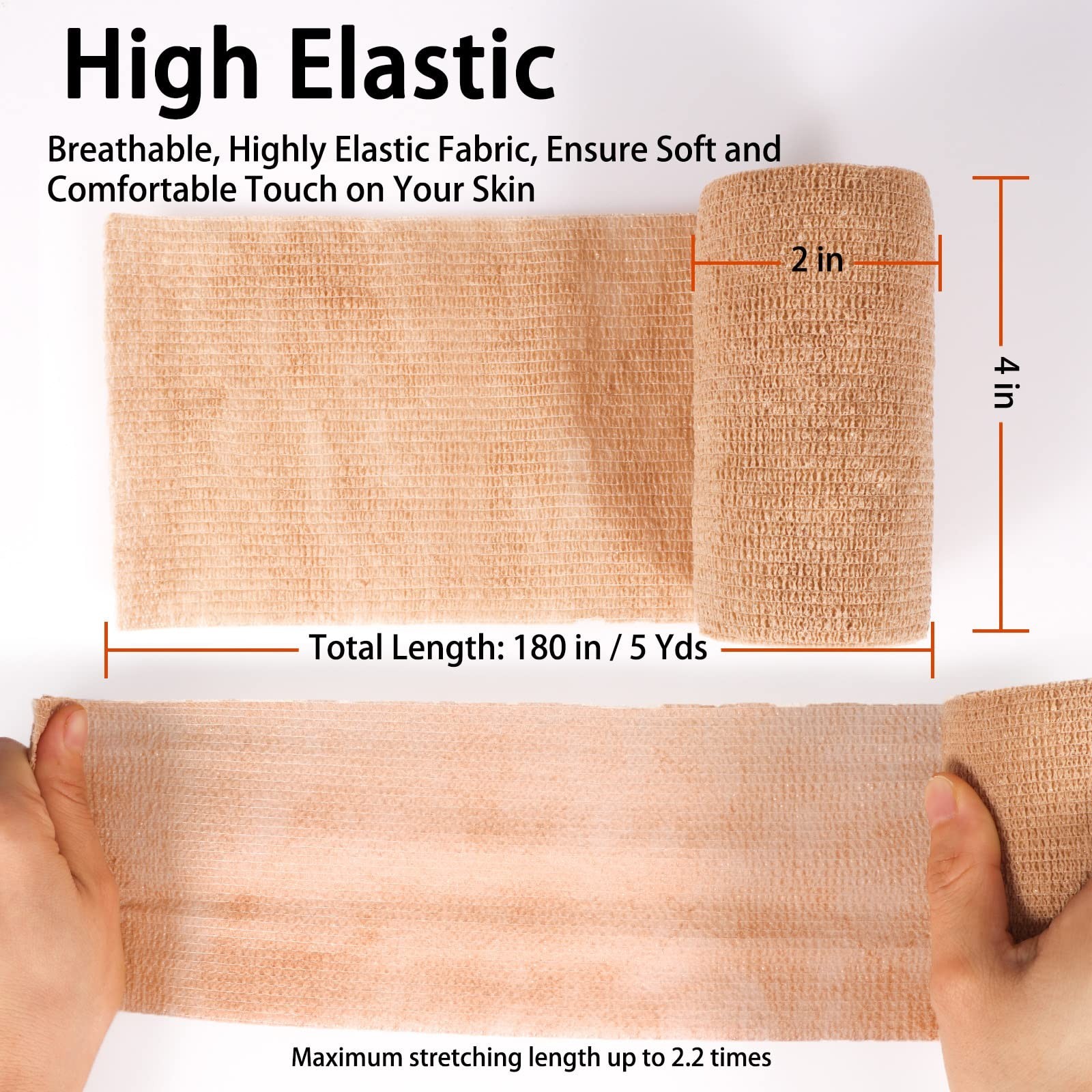24 Pack Self-Adhesive Cohesive Bandage Wrap 4″ x 5 Yards – Elastic First Aid Tap
