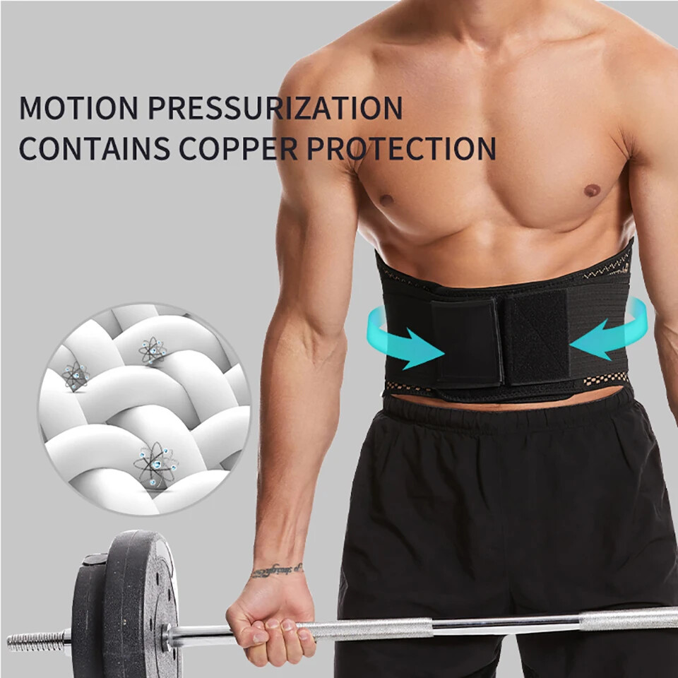 Copper Lumbar Waist Support Brace Belt Lower Back Pain Relief for Men Women