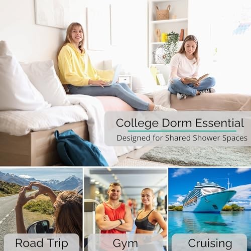 Original Portable Shower Caddy For College Dorms – Foldable Mesh Tote – Black