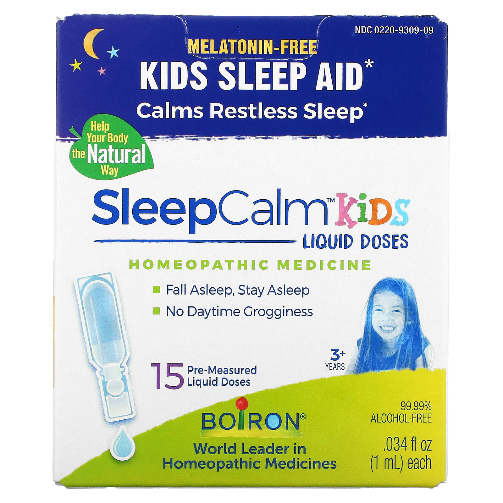 Kids, SleepCalm Liquid Doses, 3+ Years, Melatonin-Free, 15 Pre-Measured Liquid
