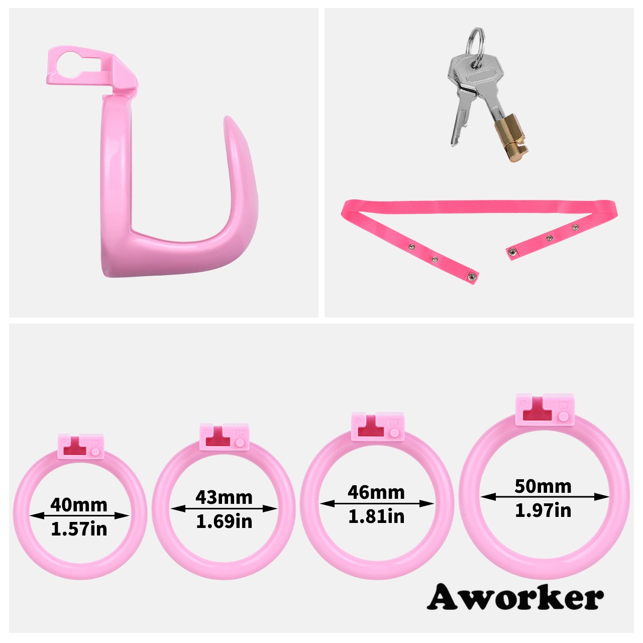 Premium ABS Plastic Male Chastity Cage Device with 4 Sizes Rings Bondage for Men
