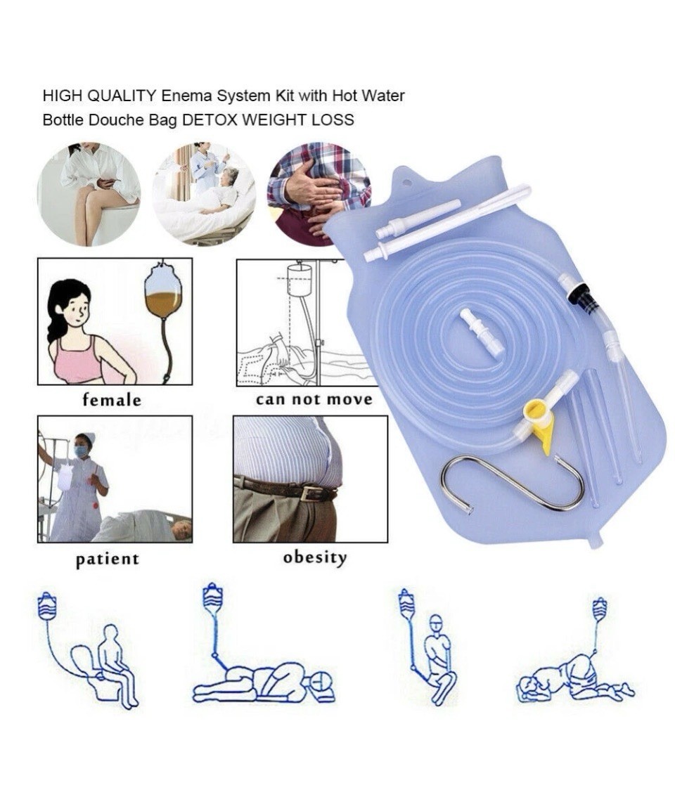 2L Reusable Silicone Water Bag Enema Kit Colonic Irrigation Cleanse Health Care