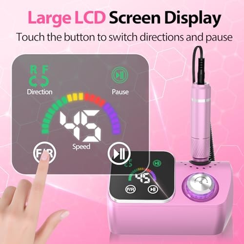 Professional Electric Nail Drill E-File Machine – 45,000 RPM Corded Nail Pink
