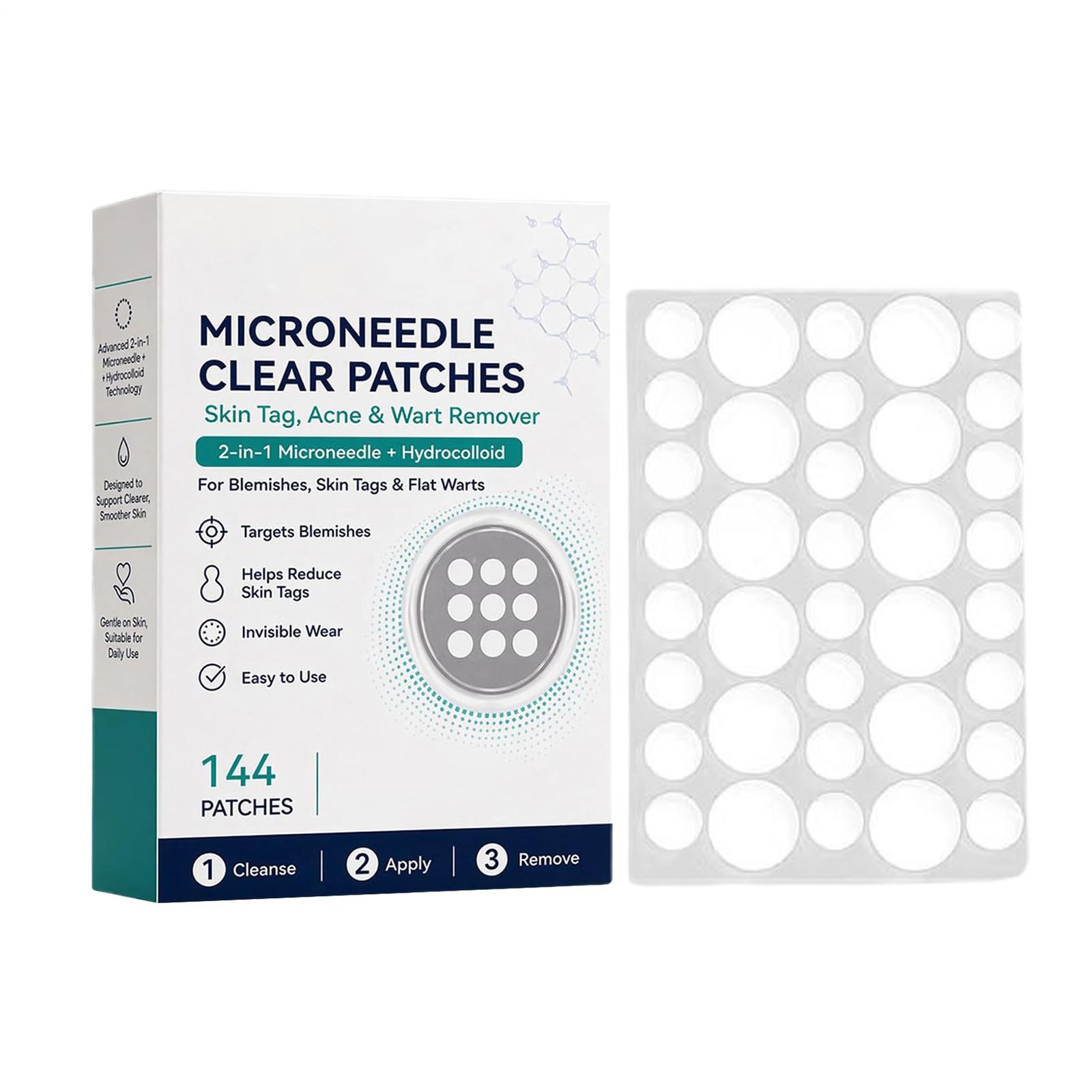 Curalona Microneedle Clear Patches, 2-in-1 Microneedle &Hydrocolloid Patch