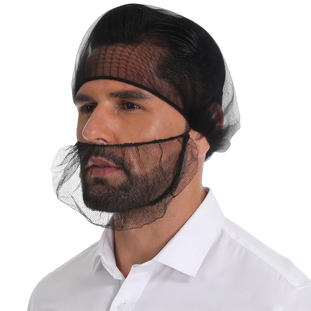 Disposable Honeycomb Beard Nets Breathable Heavy-Duty Nylon Beard Cover 100 Pcs