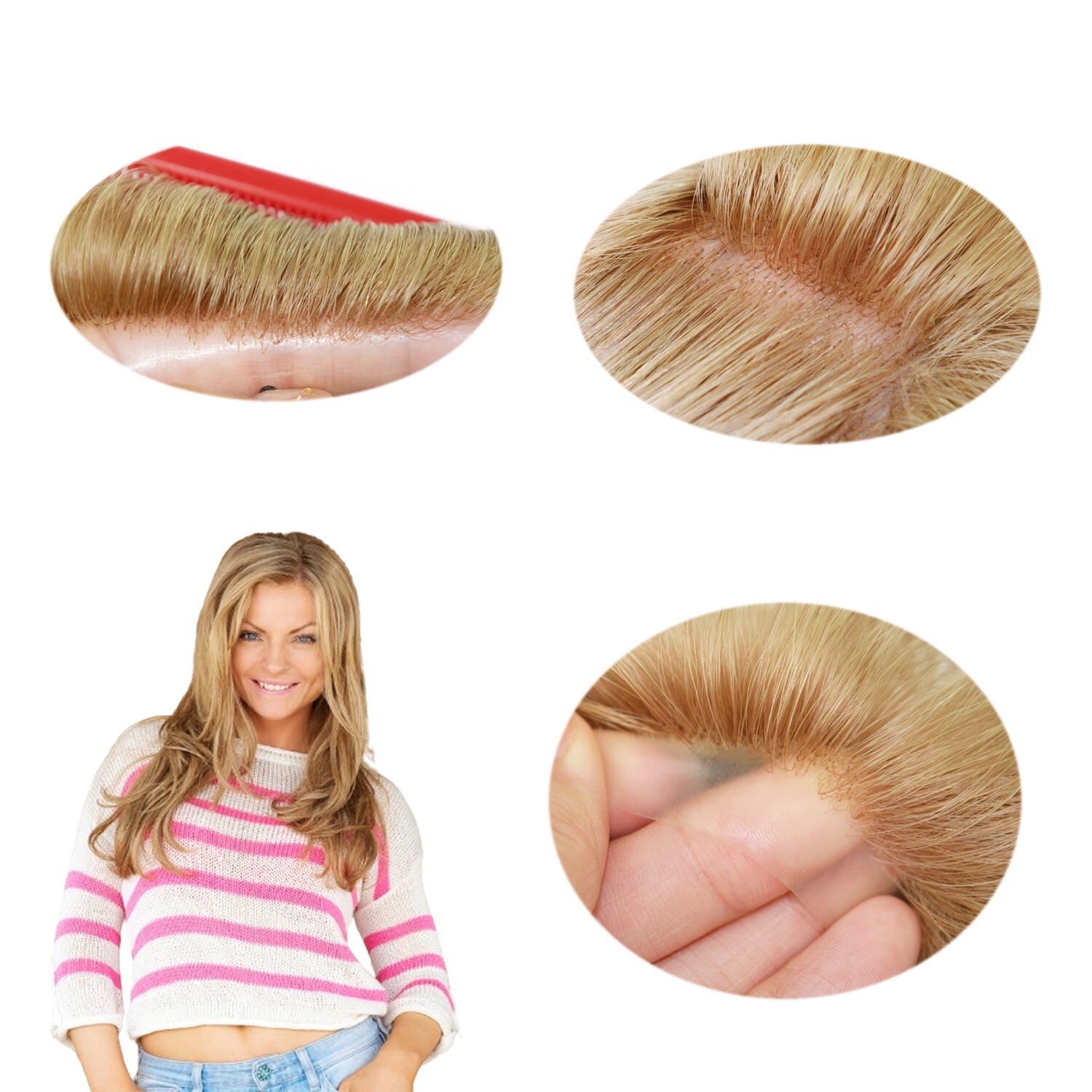 Women Wigs Culticle Remy Hair Full Thin Skin Human Hair Medium Size 14” #SIC