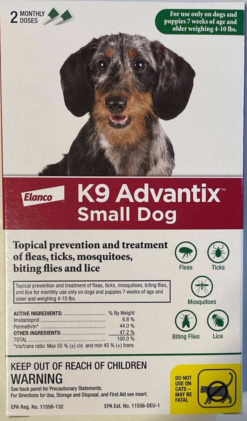 SMALL Dog Flea And Tick Killer – Elanco K9 Advantix – Small Dogs 4-10 LBS 2 Dose