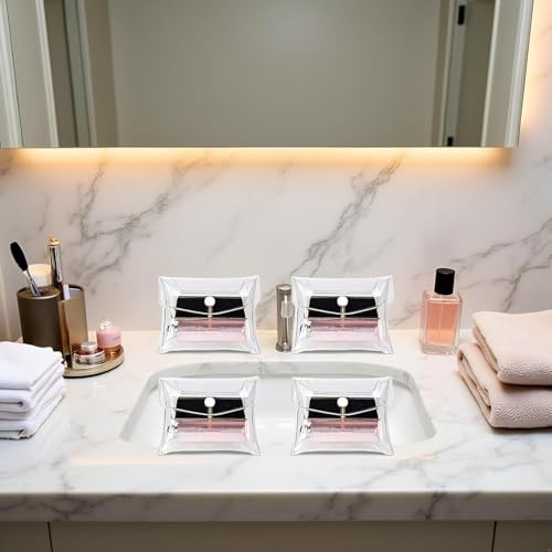 4Pcs Mini PVC Makeup Bag Small Clear Plastic Cosmetic Organizer Bag Pouch with