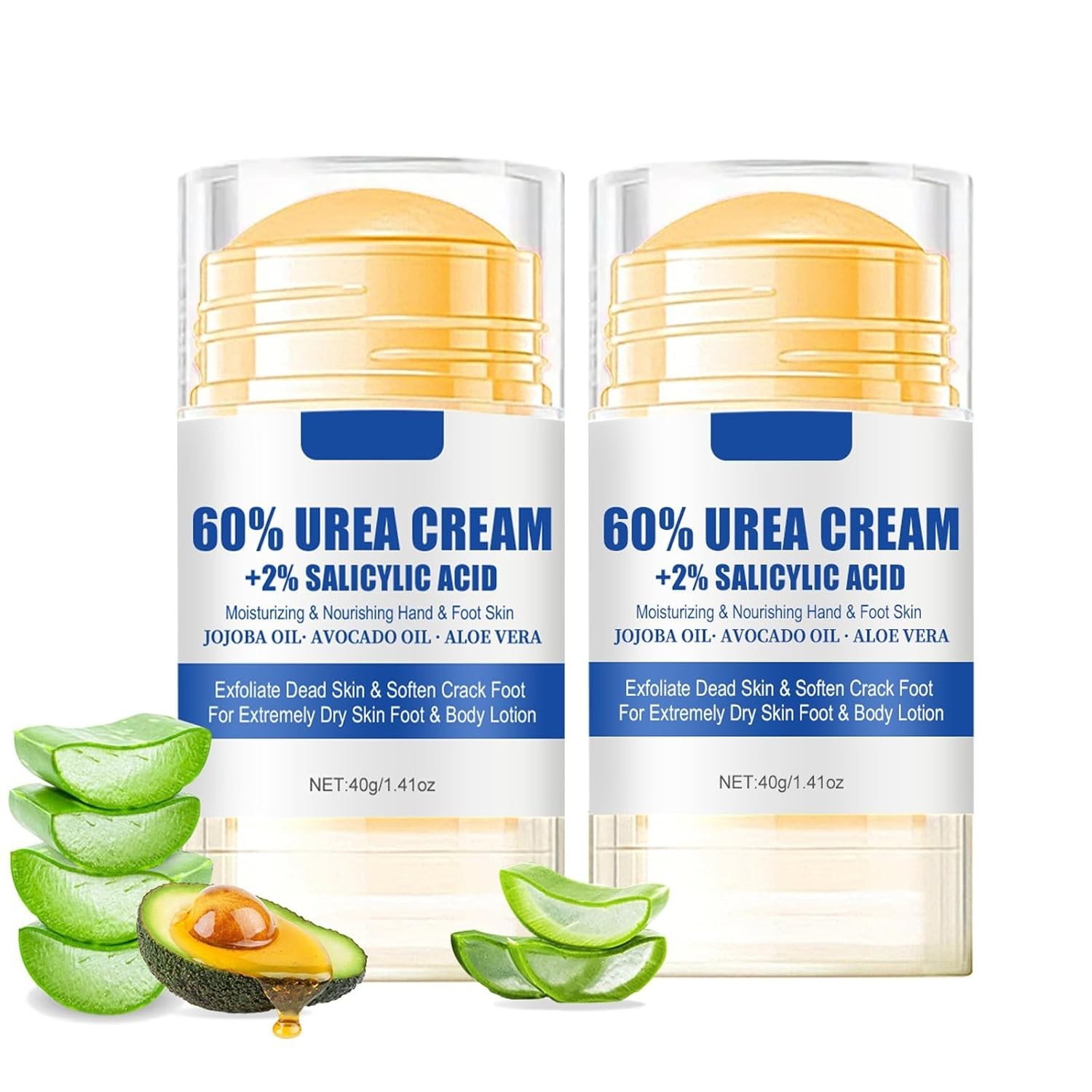 2Pcs 60% Urea Foot Cream Set, Hydrating Lotion Stick Balm, Hand and Foot Cream U
