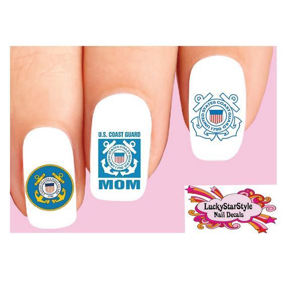 Waterslide Nail Decals Set of 20 – United States US Coast Guard Mom Assorted