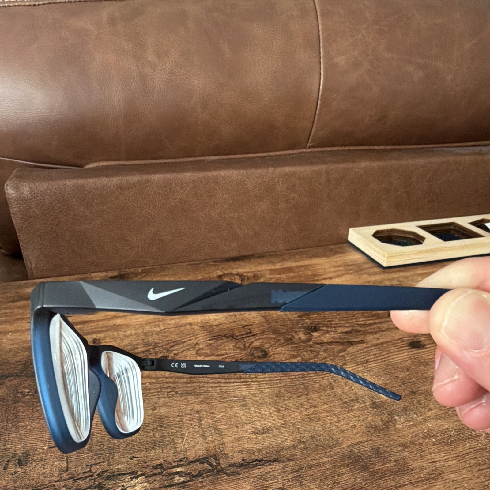 Nike Unisex Adults Full Rim Plastic Eyeglasses Frames, Blue Solid Rectangular