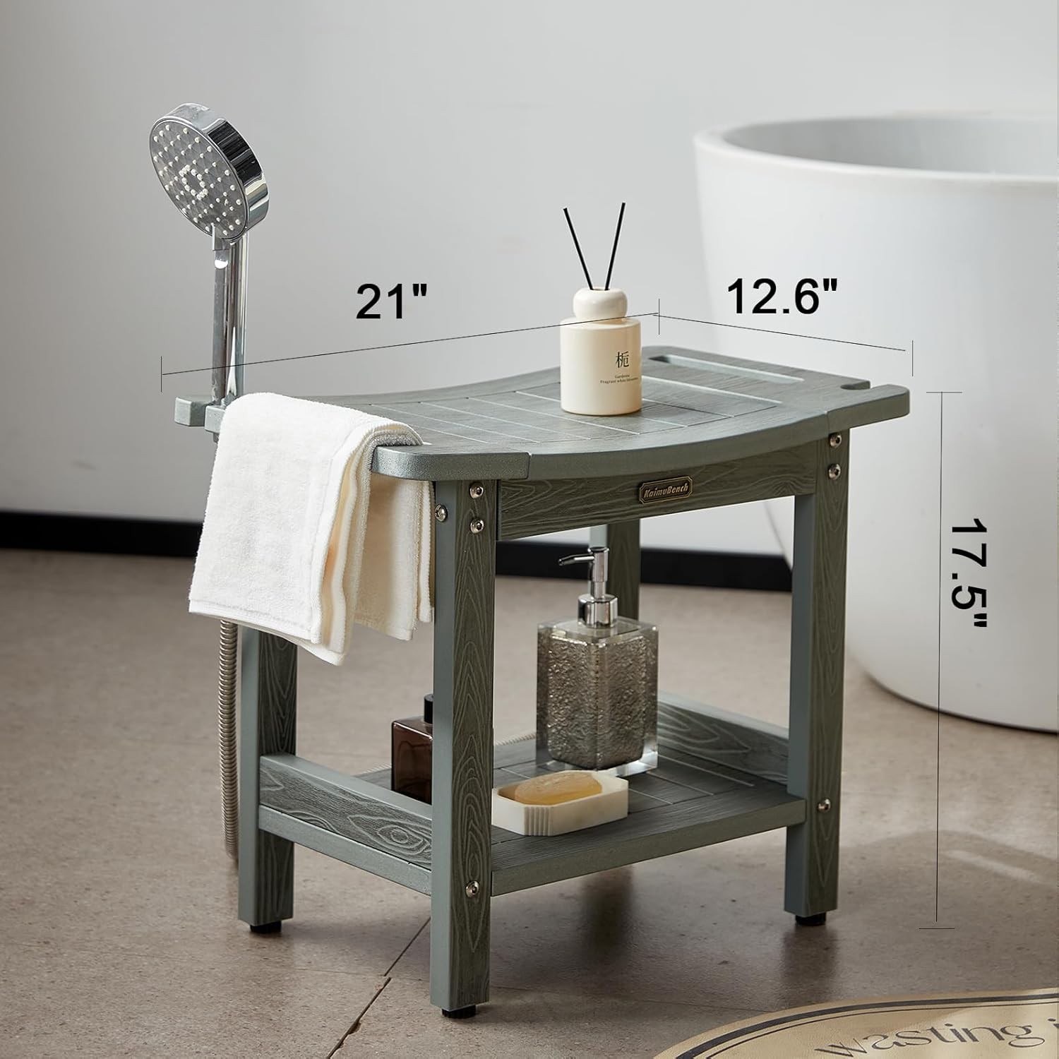 HDPS Shower Bench for Inside Shower, Gray Waterproof Shower Stool for Shaving