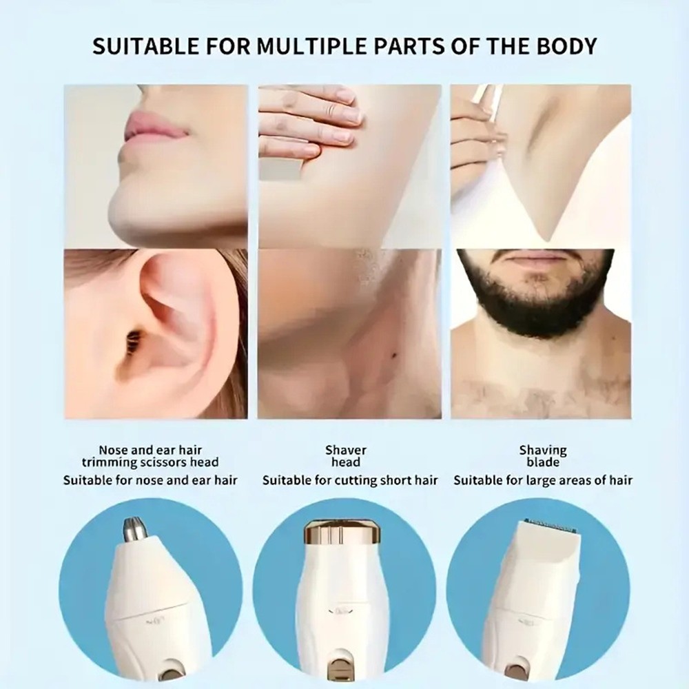 3 in 1 Multifunction USB Painless Shaver Portable Epilator Lady Hair Remover US