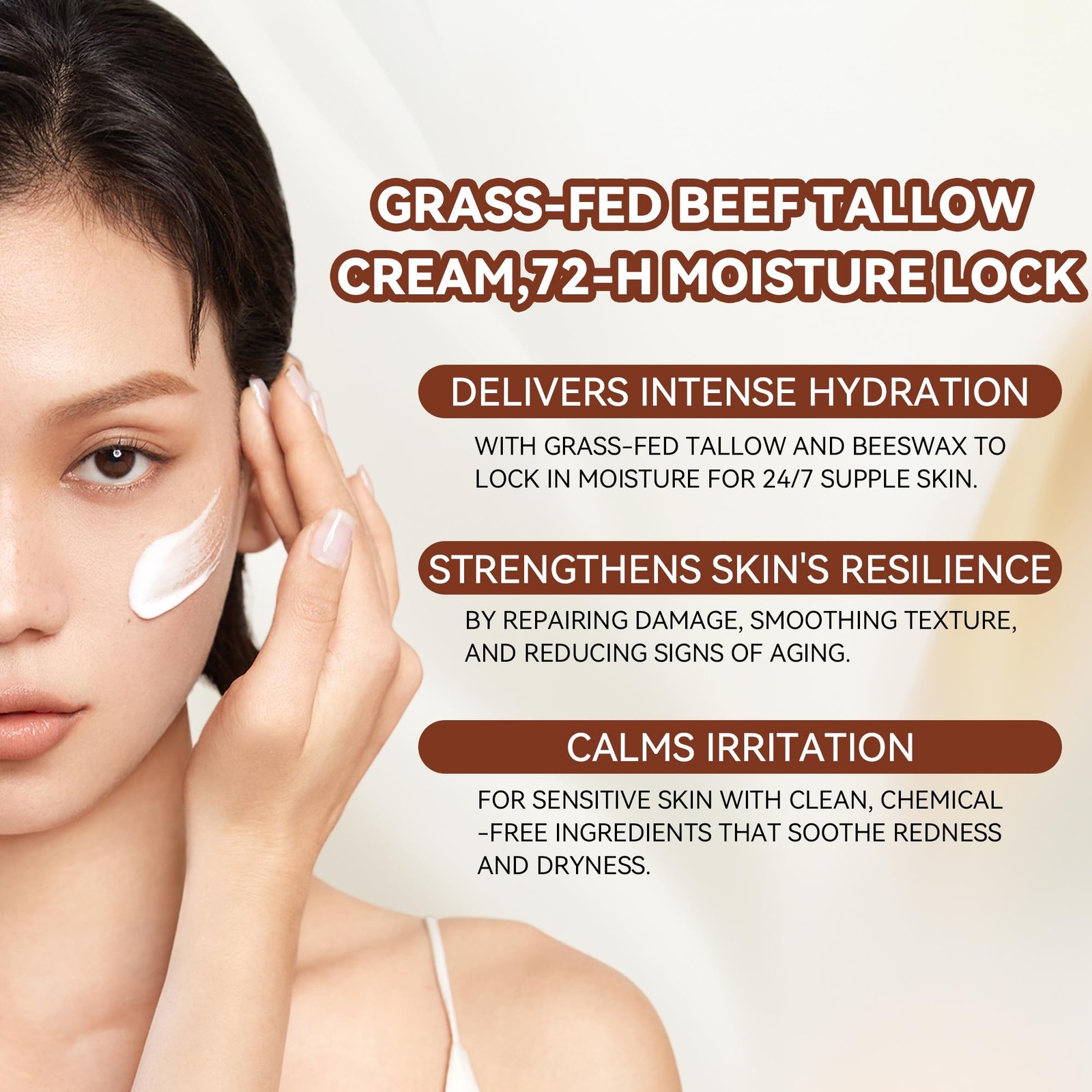 Beef Tallow for Skin – Organic Grass-Fed Whipped 4.2 Fl Oz (Pack of 1)