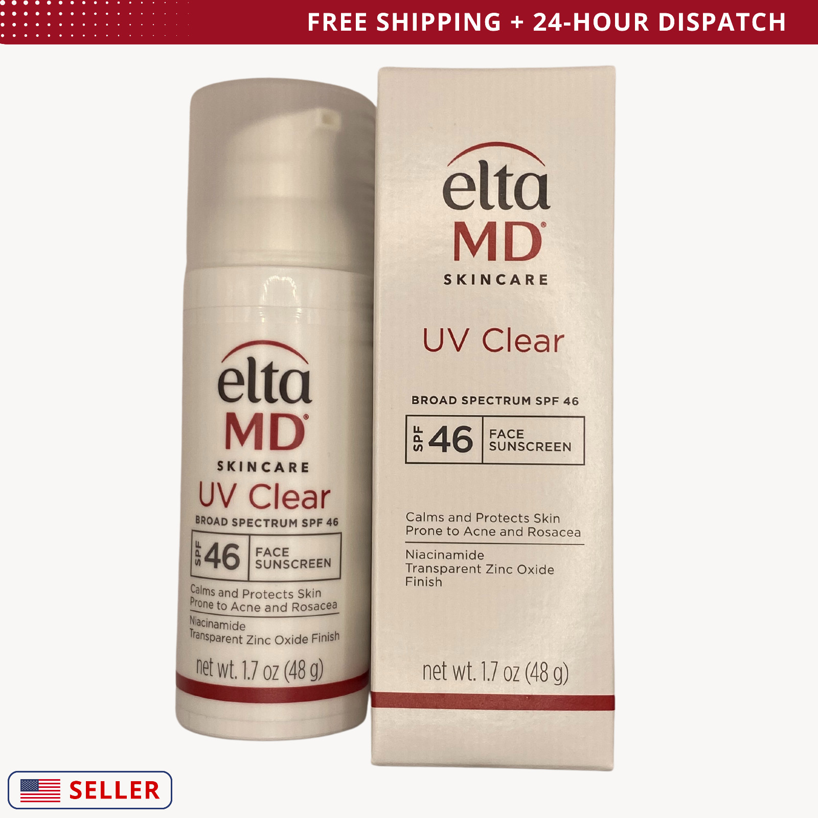 Clear Face Sunscreen SPF 46 (48g) | Skincare & UV Protection (PACK OF 2)