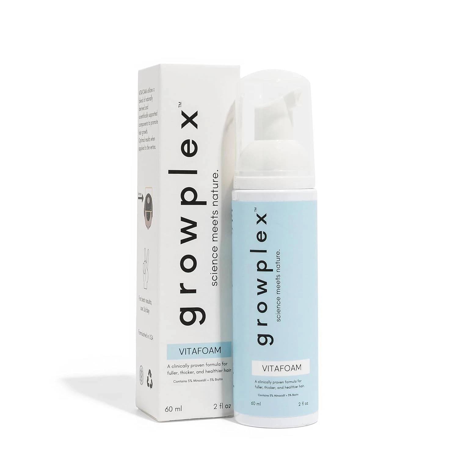GROWPLEX Vitafoam 5% Minoxidil Foam for Hair Regrowth – 2 fl oz *NEW SEALED*