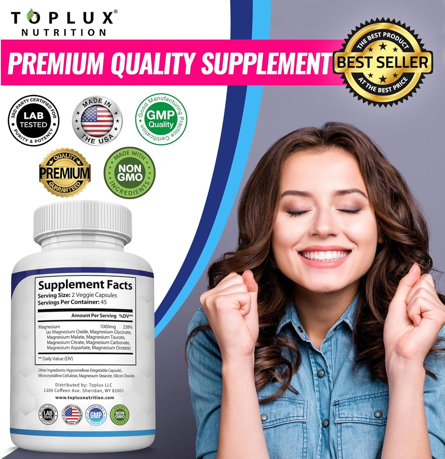 Vitamin Complex 8 Elemental 1000mg-Magnesium Glycinate, Citrate, Malate
