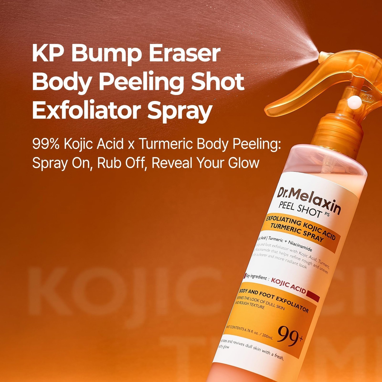 Body Keratin Care Kojic Acid Turmeric Spray Gently Exfoliating Peeling Soluti…