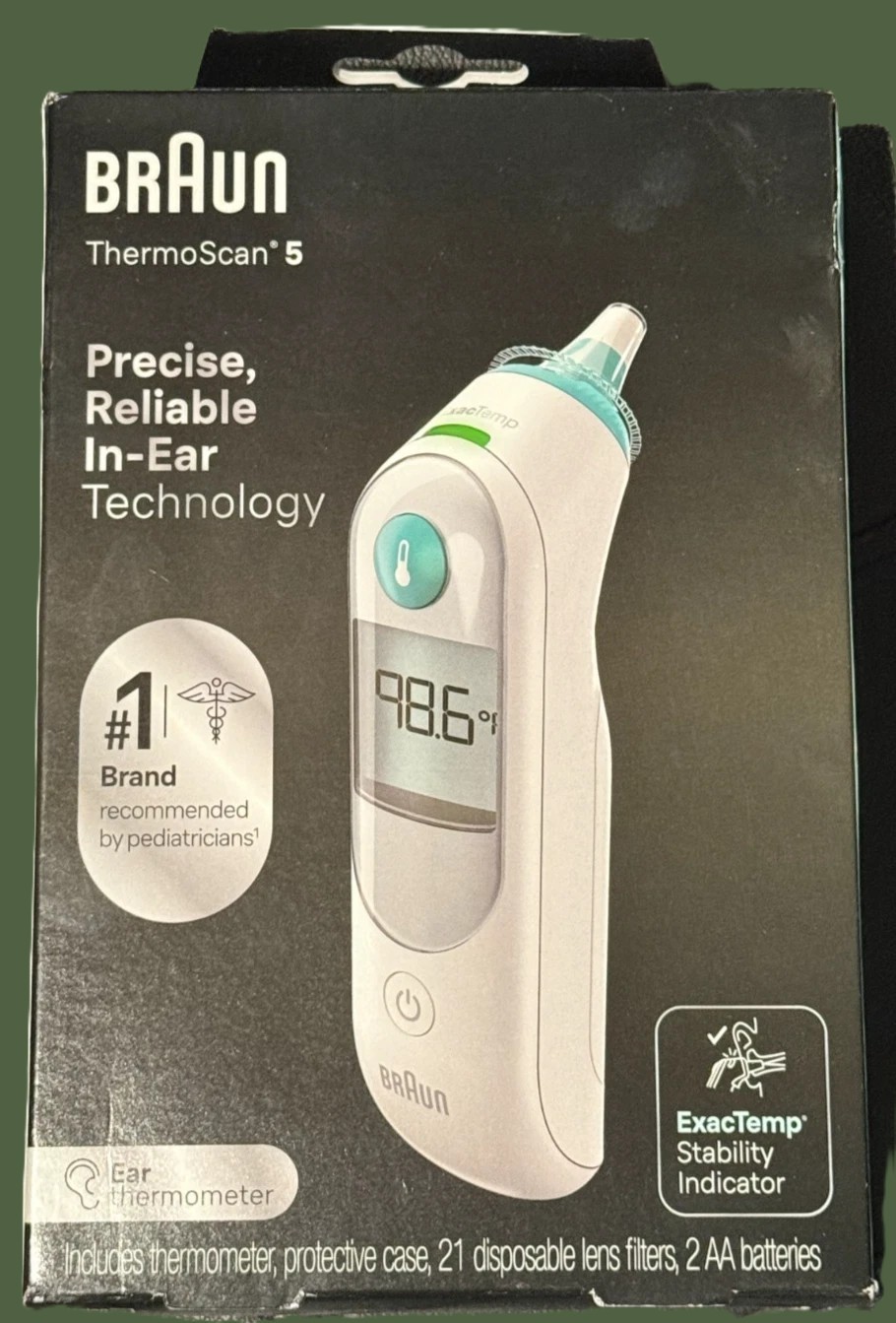NEW Braun ThermoScan 5 Ear Thermometer- 21 Lens Filters Included, All Ages