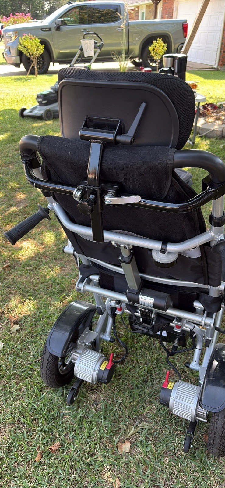 Electric Power Wheelchair w/ Joystick, 4-Wheel, Black Seat, Silver Metal