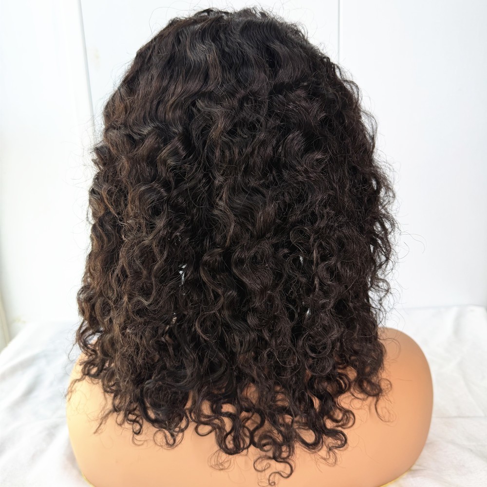 Free Shipping Human Hair T Part Natural Color 12inch Light Brown Lace Front Wig