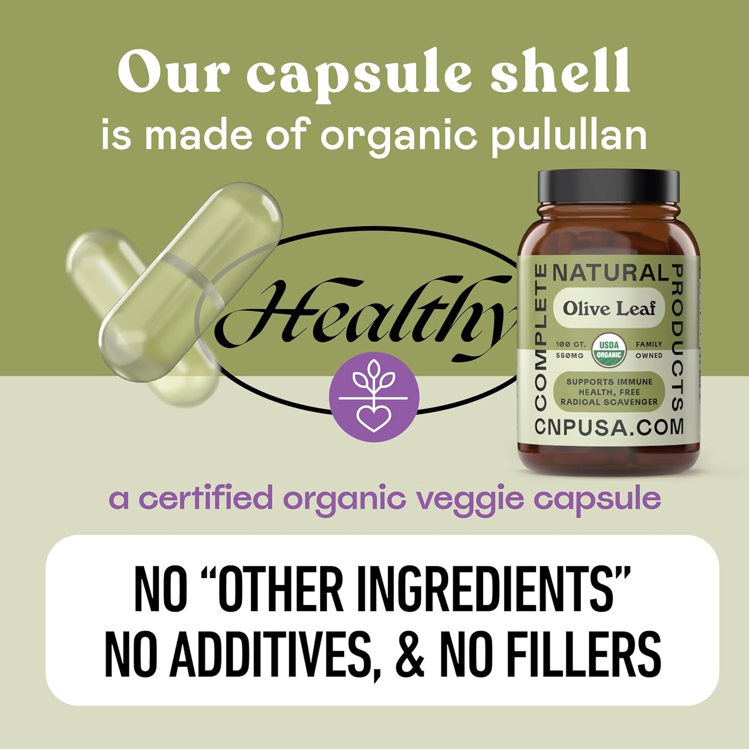 Olive Leaf Extract Capsules 550mg 100 Count Organic Vegan Non-GMO Immune Support