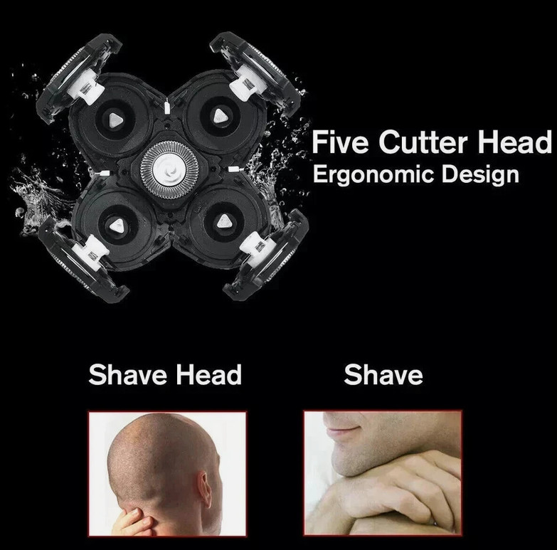 2PCS 5 Blades Floating Shaving Bald Replacement Shaver Head For Electric Razors