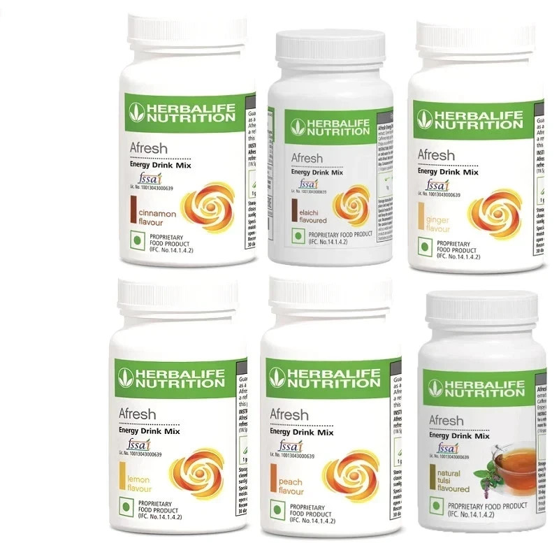 6 Bottles of Herbalife Afresh Energy Drink Mix Tea in All Flavors