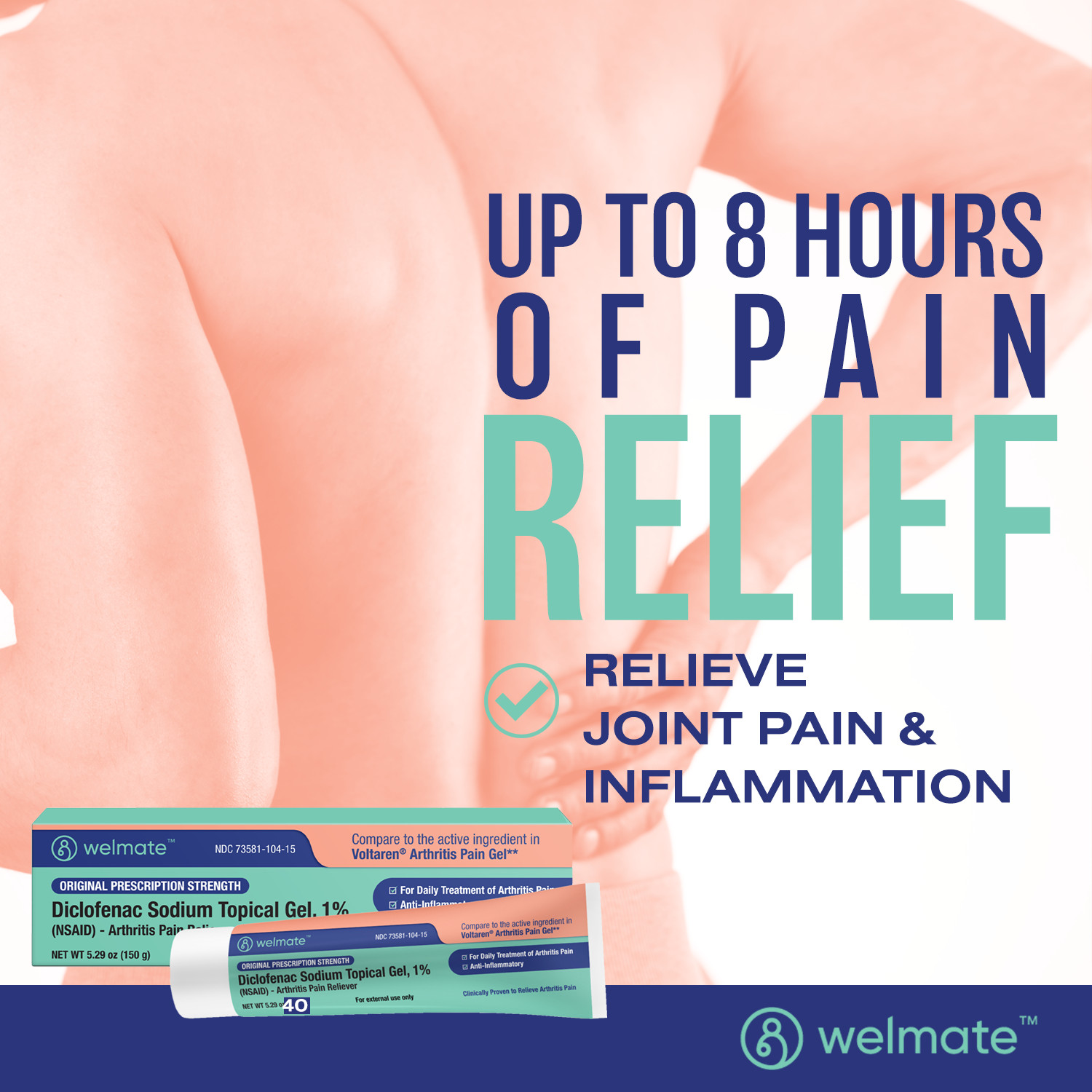 WELMATE Arthritis Pain Reliever – Diclofnac Sodium Topical Gel 1% (150g)