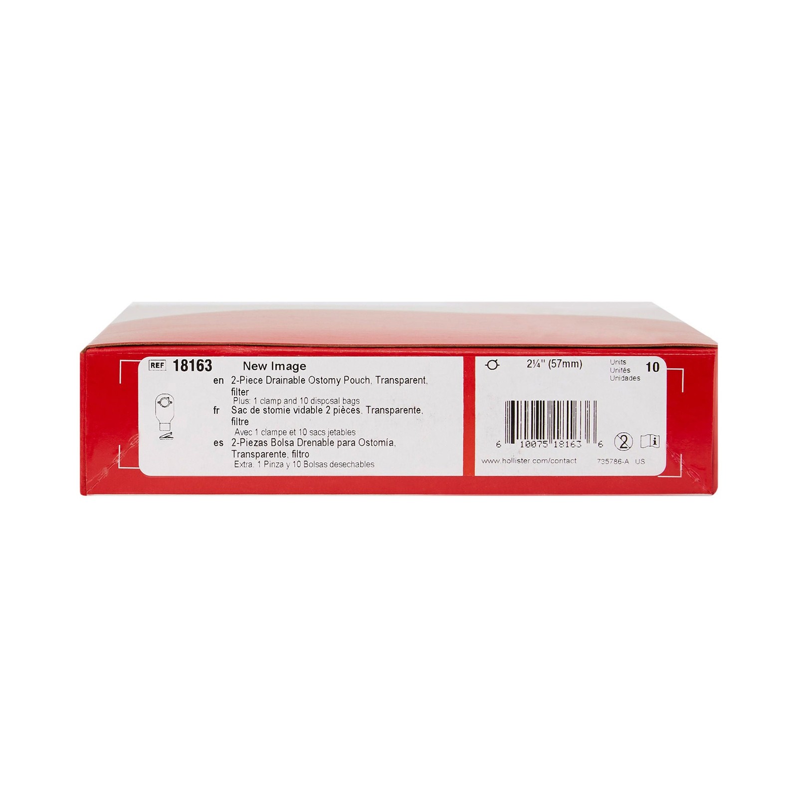 New Image Drainable 12″L 2pc System Ostomy Pouch 2.25″ Flange 18163 10 Ct