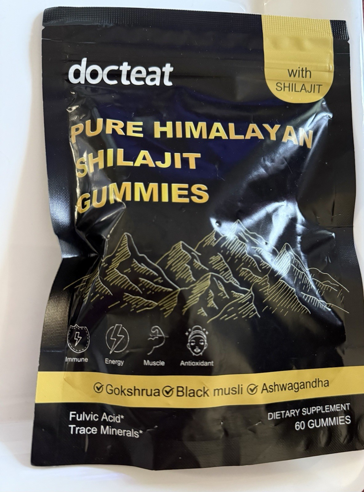 docteat Himalayan Shilajit Gummies 3000mg w/ Ashwagandha, Ginger 60
