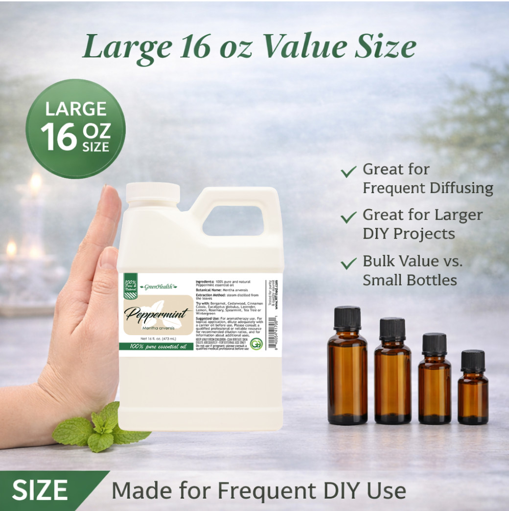 16 fl oz Peppermint Essential Oil 100% Pure – Bulk Size