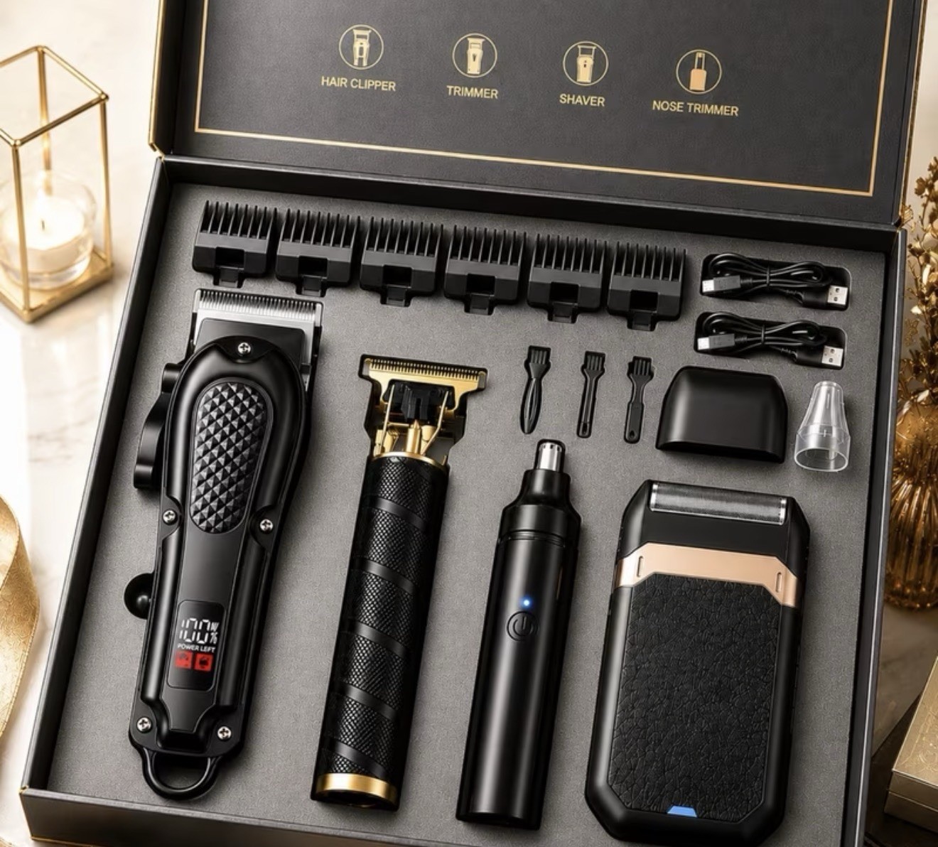 Rechargeable Electric Grooming Kit for precise trimming of hair, beard&mustache