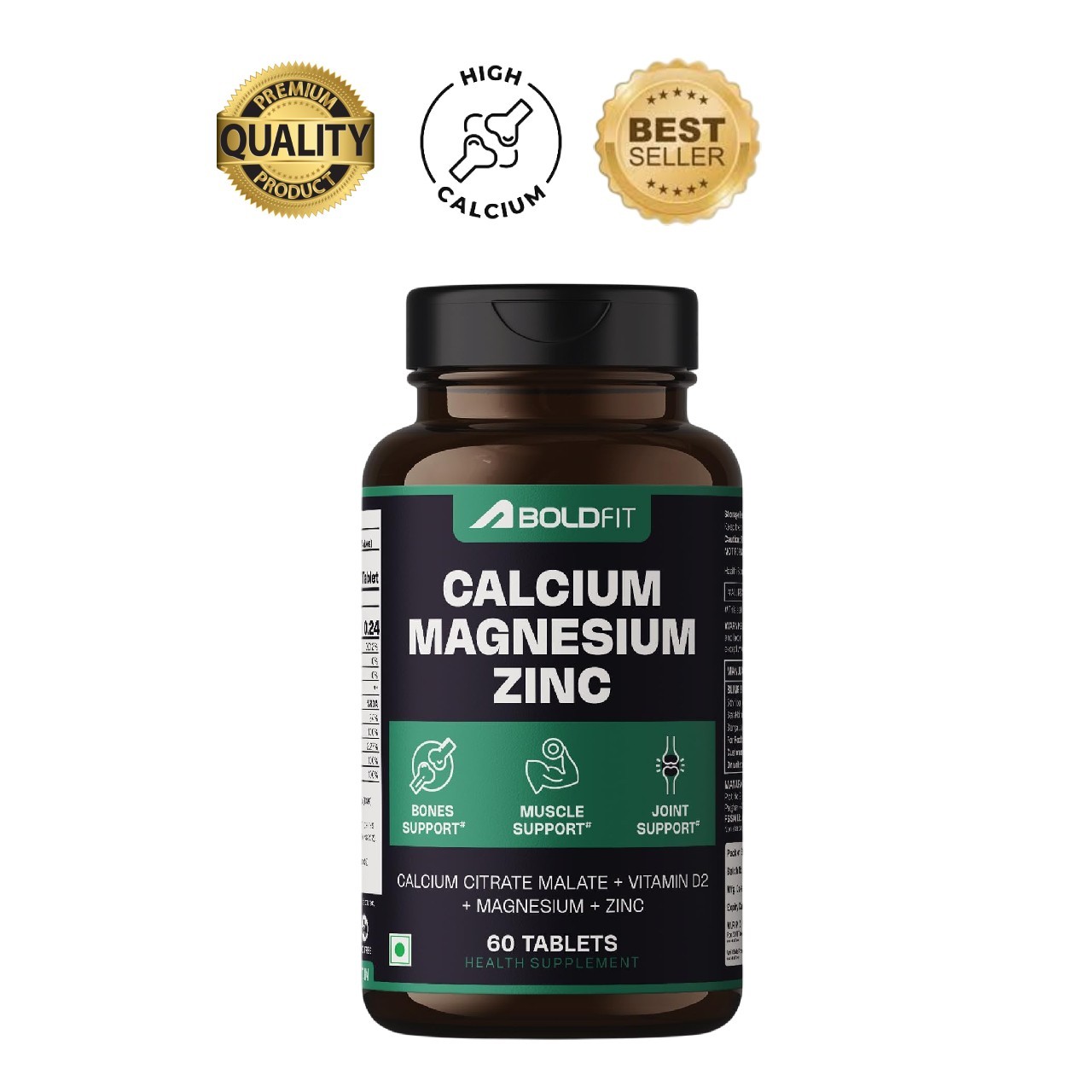 Bol.dfit Calcium 1000mg Magnesium Zinc D3 60 Tablets
