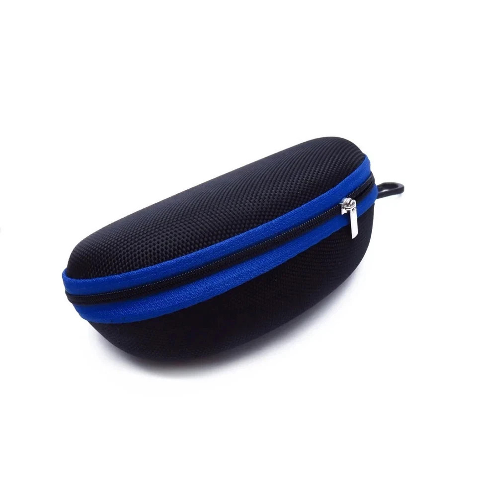 Portable Sunglasses Eyeglasses Case Zipper Hard Shell Box With Clip Black