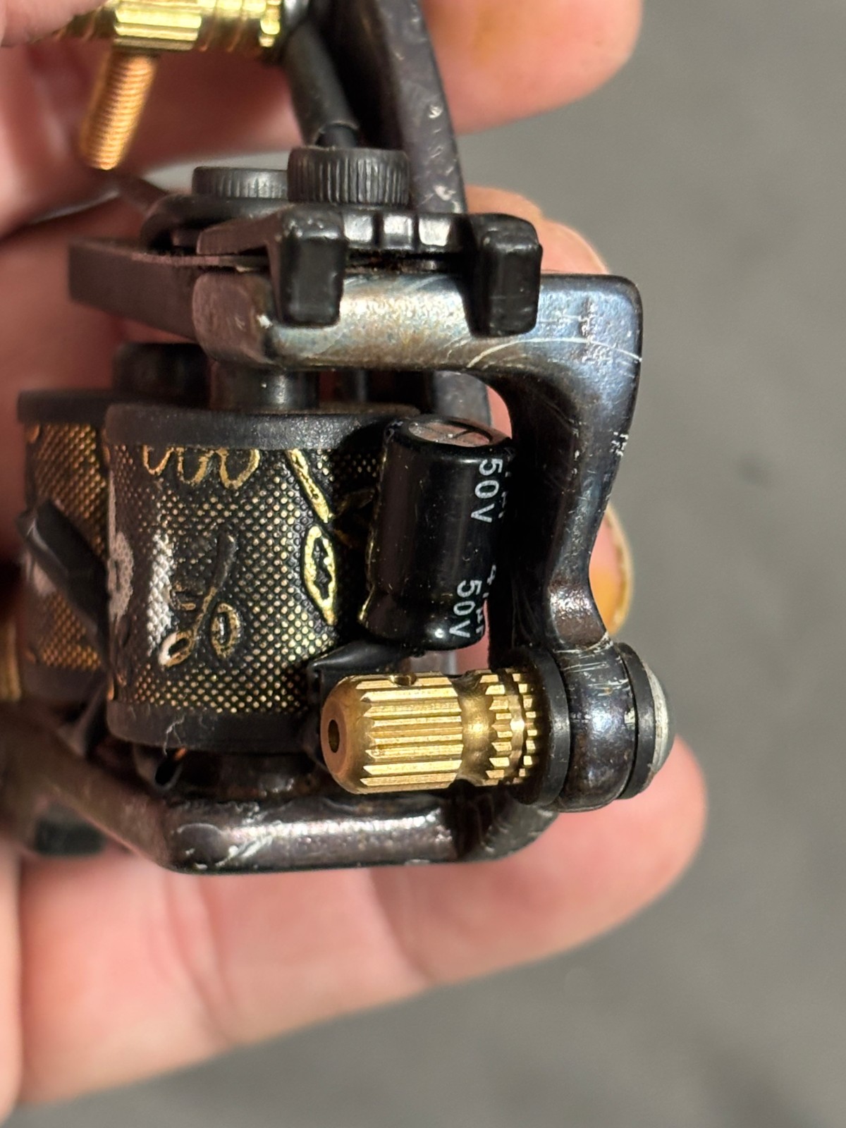 Vintage UNKNOWN Unbranded COIL TATTOO MACHINE Ornate wraps MARBLE METAL