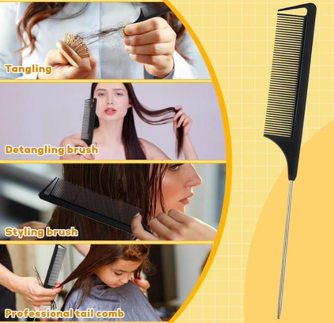 9Pcs Hair Parting Rings Metal Finger Selecting Tools Steel Comb Braiding Kit