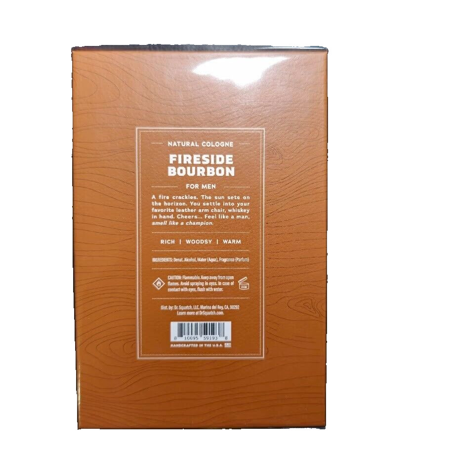 New! Dr. Squatch Fireside Bourbon Natural Cologne For Men 1.7fl oz