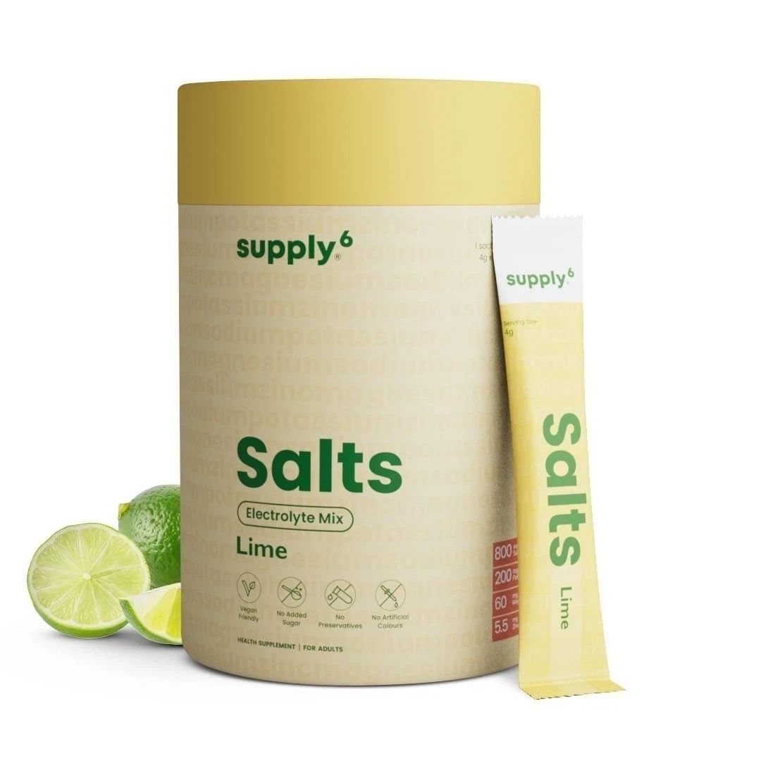 Supply6 Salts | Electrolyte Mix | Zero Added Sugar, (54 Servings, Lemon Lime)