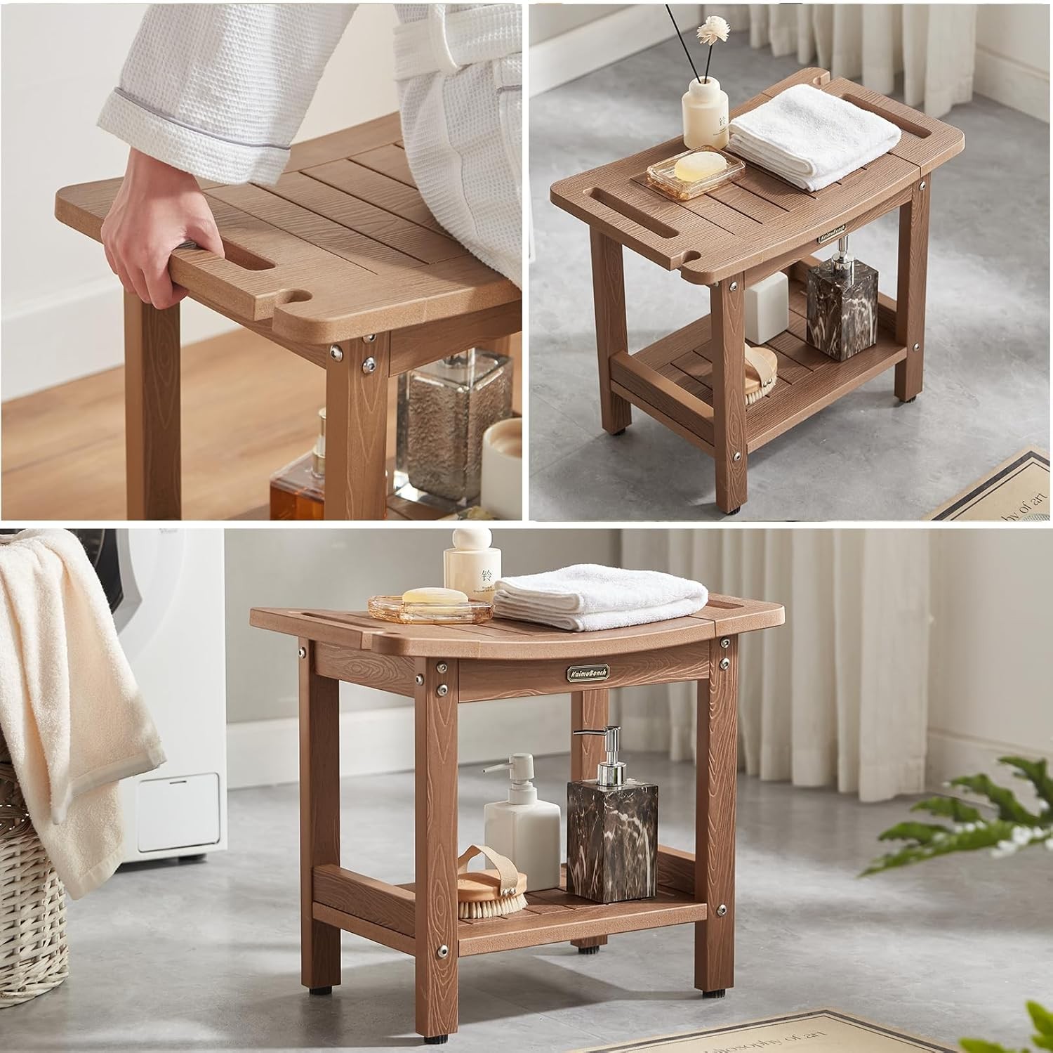 Poly Shower Stool for Inside Shower Waterproof, Shower Bench for Shaving Legs