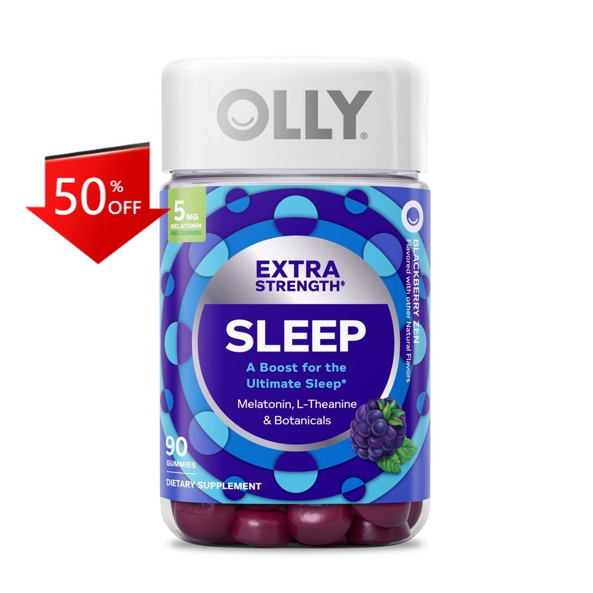 OLLY Extra Strength Sleep Multivitamin Gummies – Blackberry Zen – 90ct