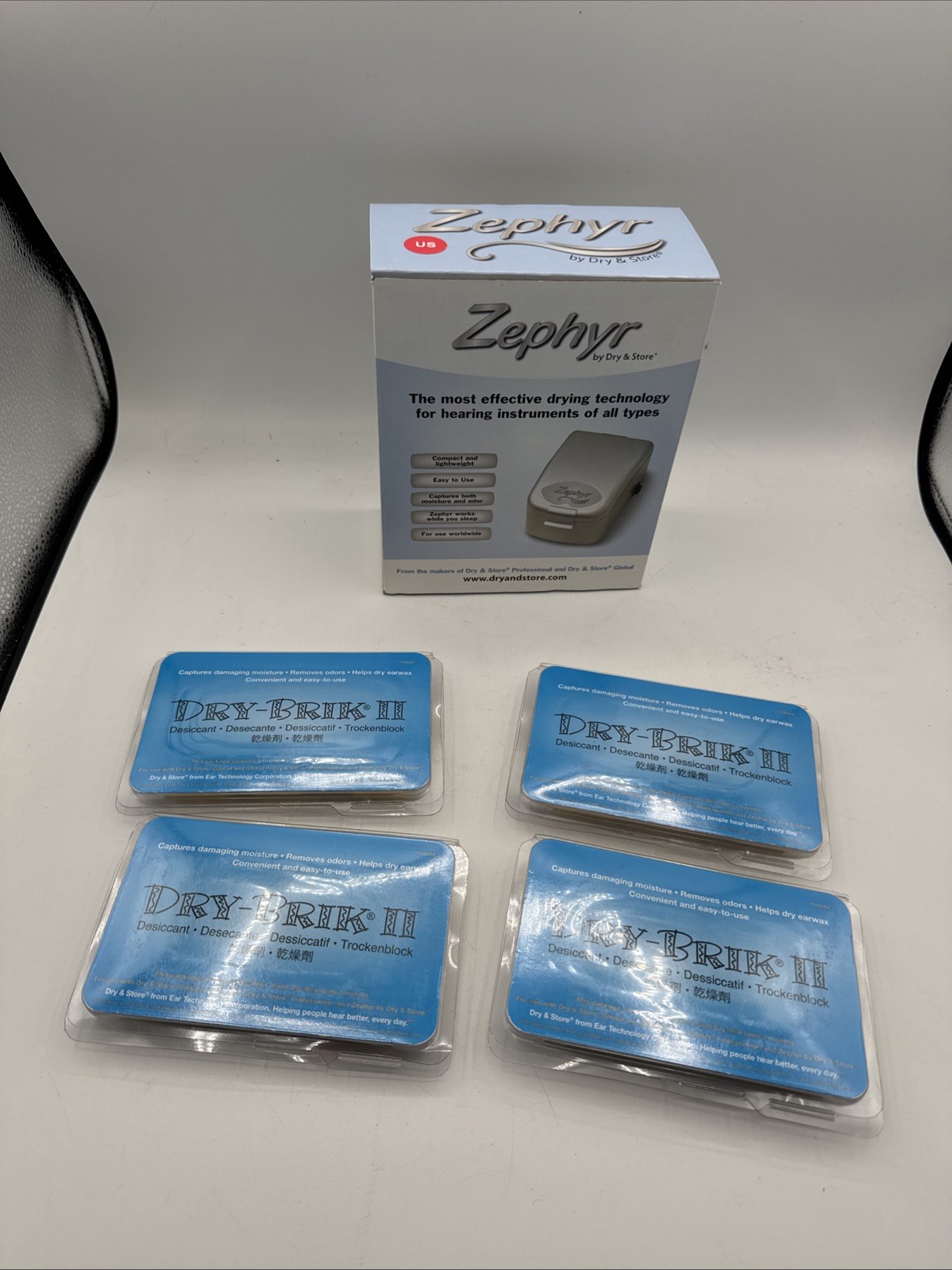 NEW Zephyr By Dry and Store Hearing Tech Dryer W/ dry bricks