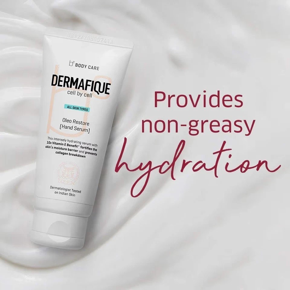 Dermafique Oleo Restore Hand Serum, 10x Vitamin E, Non-sticky Hydration (50gm)