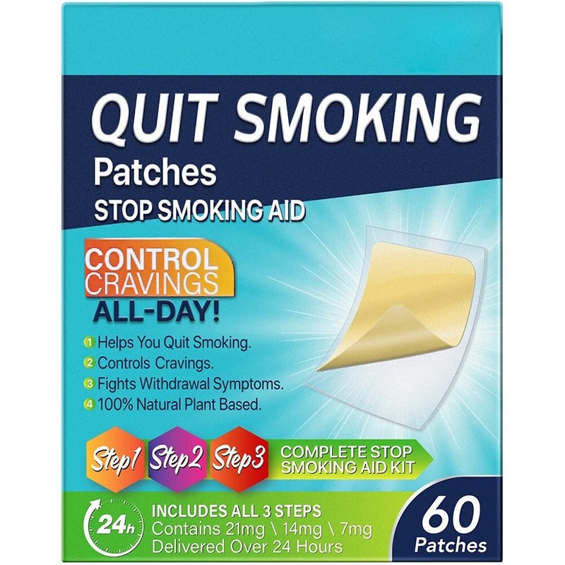 3-in-1 Quit Smoking Patches (21mg/14mg/7mg) – 60 Patches Nicotine Aid US