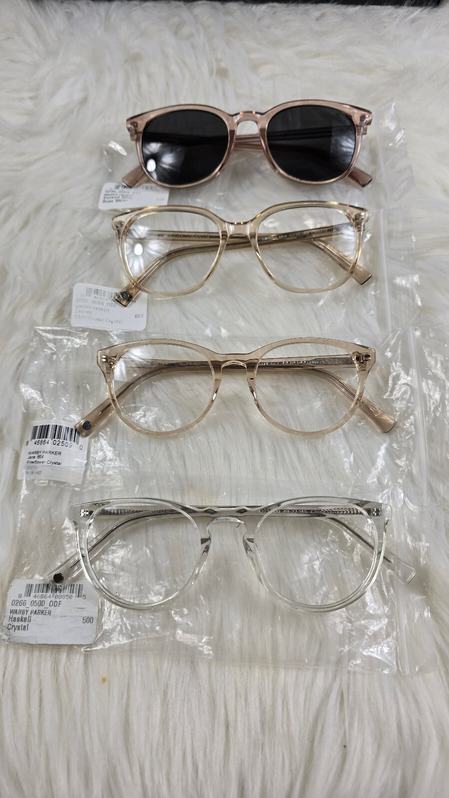 Warby Parker Jane Clear Eyeglass Frames Transparent and sunglasses 4pcs Lot