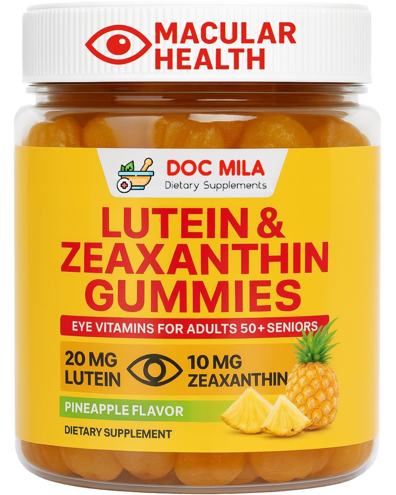 Doc Mila Lutein Zeaxanthin Gummies Eye Vitamins For Adults 50 Seniors Eye