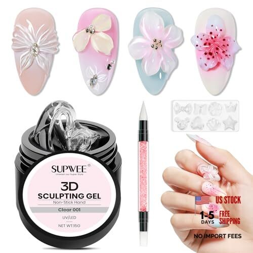 3D Gel for Nail Art, Clear Sculpting Solid Hard Gel for Nails Non Clear-15g